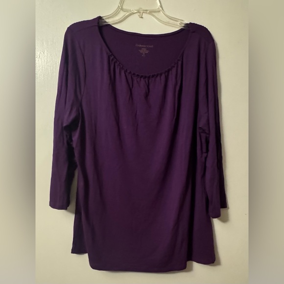 Coldwater Creek women’s purple 3/4 top small beads at neckline. Size medium EUC - Picture 5 of 16